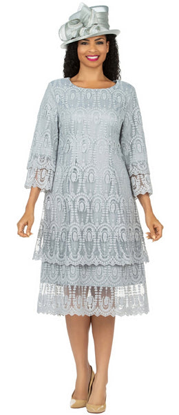 grey church dress Serena modest midi dress in gray gingham JanieLanie
