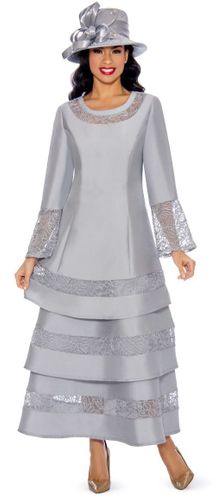 grey church dress Giovanna D1681-SLV Church Dress Silver / 24W