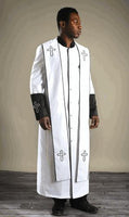 Clergy Robe with Matching Stole (Black/Silver)