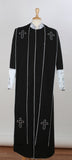 Clergy Robe with Matching Stole (Black/Silver)